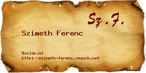 Szimeth Ferenc névjegykártya